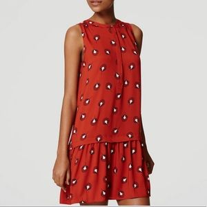 Loft Sleeveless Burnt Orange Drop Waist Dress 🧡